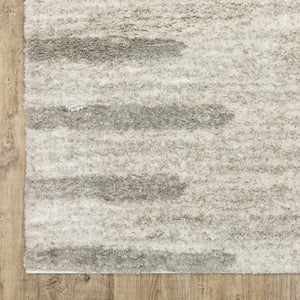 HomeRoots 2' X 8' Modern Ivory and Grey Geometric Shag Runner Rug - Stain-Resistant, Plush Comfort For Homes 10' X 13' 510864