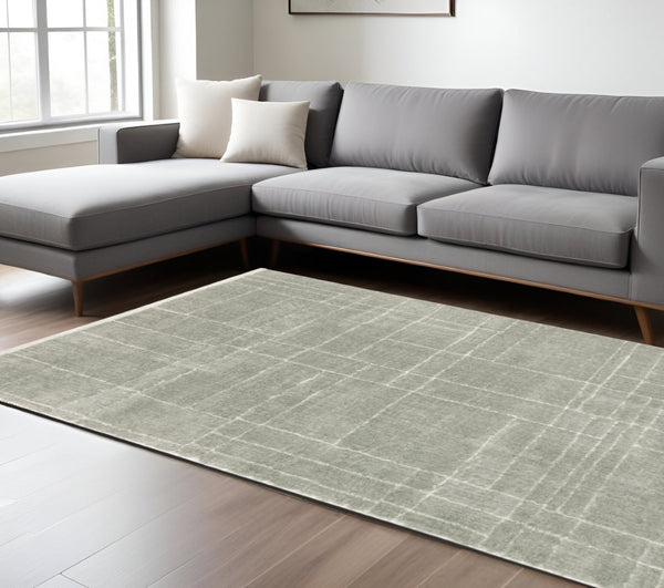 HomeRoots 2' Modern Grey and Ivory Geometric Shag Runner Rug - Soft, Durable, Stain-Resistant for High-Traffic Areas 8' X 11' 510865