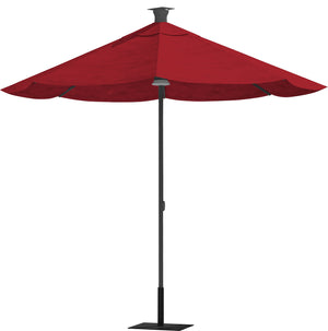 Homeroots 9' Red Sunbrella Octagonal Lighted Market Patio Umbrella With Usb And Solar Power  Aluminum 510867