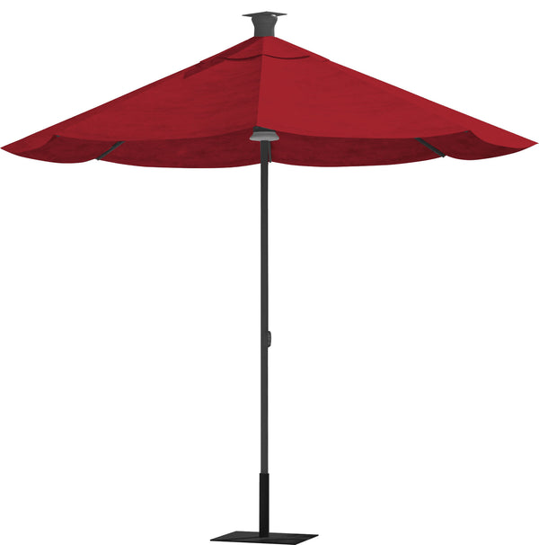 Homeroots 9' Red Sunbrella Octagonal Lighted Market Patio Umbrella With Usb And Solar Power  Aluminum 510867