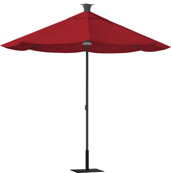 Homeroots 9' Red Sunbrella Octagonal Lighted Market Patio Umbrella With Usb And Solar Power  Aluminum 510867