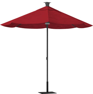 Homeroots 9' Red Sunbrella Octagonal Lighted Market Patio Umbrella With Usb And Solar Power  Aluminum 510867
