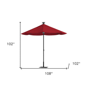 Homeroots 9' Red Sunbrella Octagonal Lighted Market Patio Umbrella With Usb And Solar Power  Aluminum 510867