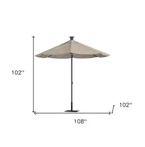 Homeroots 9' Gray Sunbrella Octagonal Lighted Market Patio Umbrella With Usb And Solar  Aluminum 510869