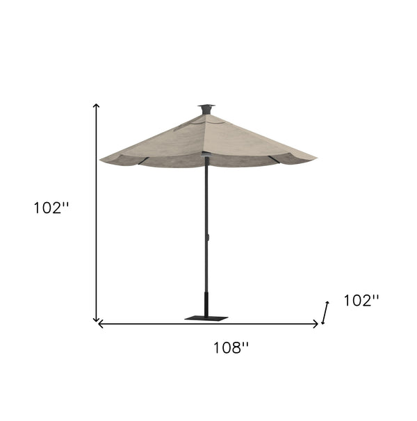 Homeroots 9' Gray Sunbrella Octagonal Lighted Market Patio Umbrella With Usb And Solar  Aluminum 510869