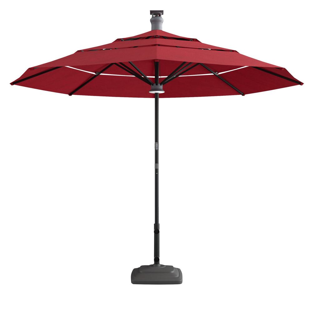 Homeroots 11' Red Sunbrella Octagonal Lighted Smart Market Patio Umbrella  Aluminum 510870