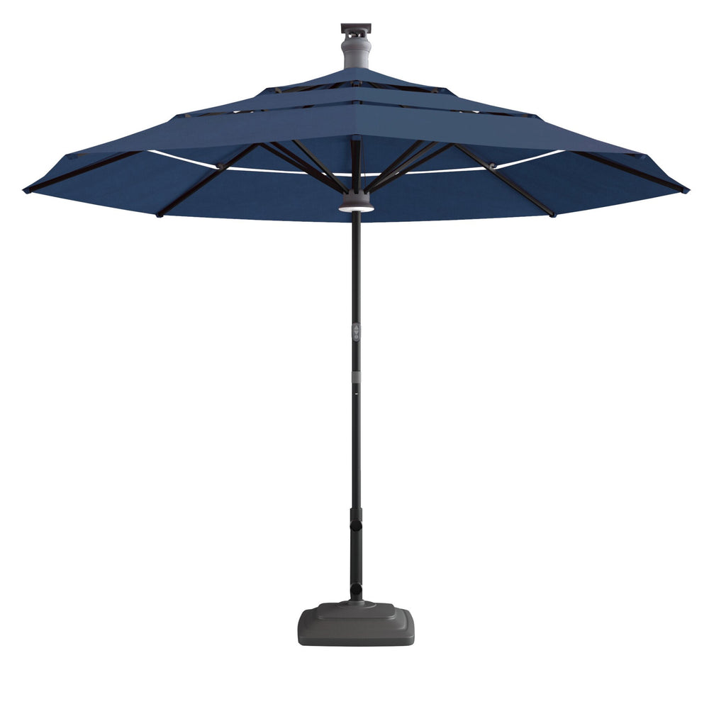 Homeroots 11' Blue Sunbrella Octagonal Lighted Smart Market Patio Umbrella  Aluminum 510871
