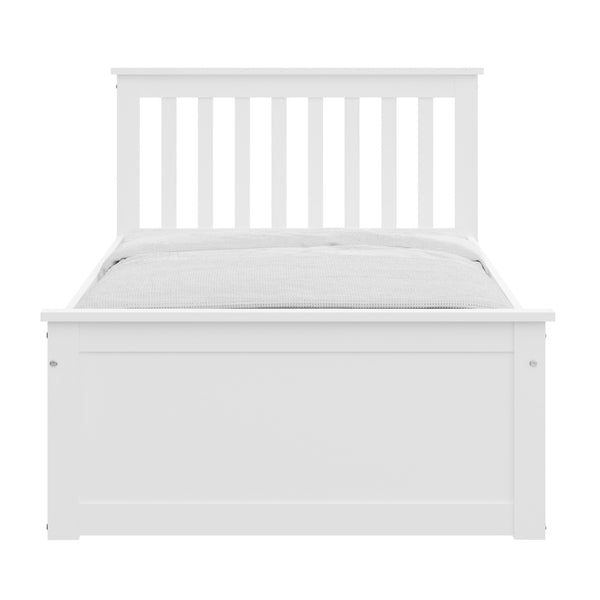 Homeroots White Solid Wood Twin Bed With Pull Out Trundle White Solid Wood 510874