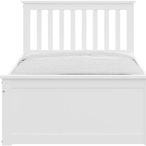 Homeroots White Solid Wood Twin Bed With Pull Out Trundle White Solid Wood 510874