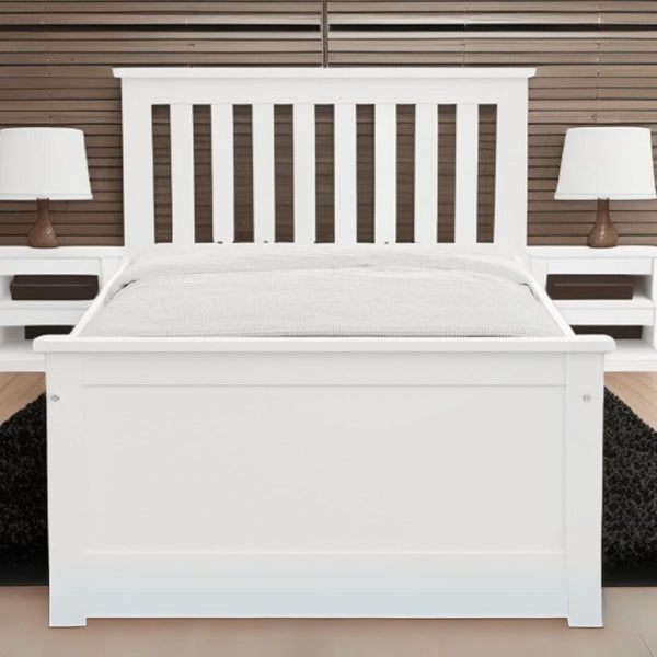 Homeroots White Solid Wood Twin Bed With Pull Out Trundle White Solid Wood 510874