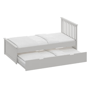 Homeroots Gray Solid Wood Twin Bed With Pull Out Trundle Grey Solid Wood 510875
