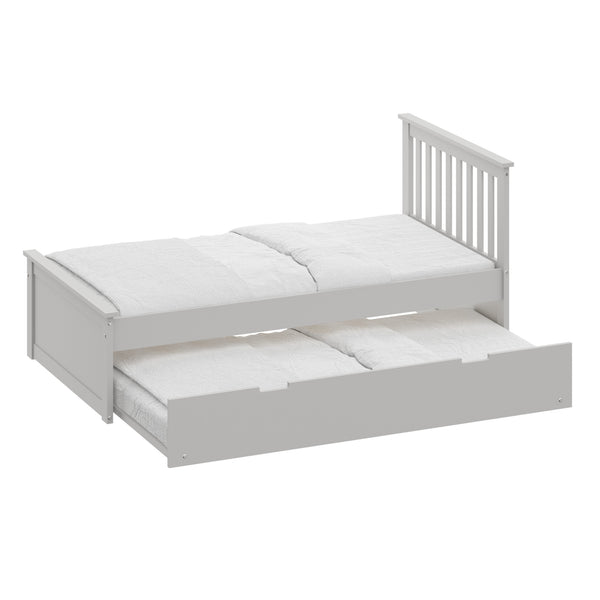Homeroots Gray Solid Wood Twin Bed With Pull Out Trundle Grey Solid Wood 510875