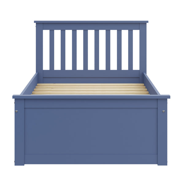 Homeroots Blue Solid Wood Twin Bed With Pull Out Trundle  Solid Wood 510876