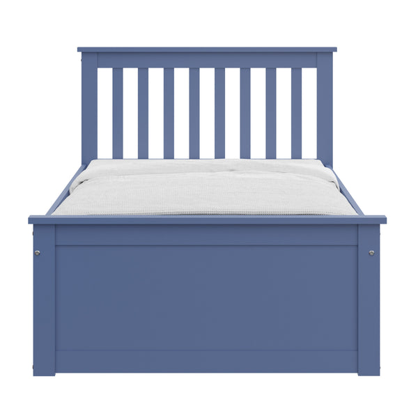 Homeroots Blue Solid Wood Twin Bed With Pull Out Trundle  Solid Wood 510876