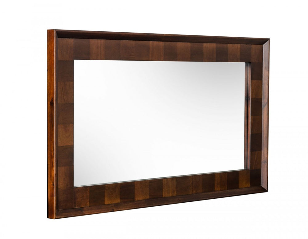Homeroots 32" Dark Brown Solid Wood Framed Accent Mirror  Glass,Veneer 510877