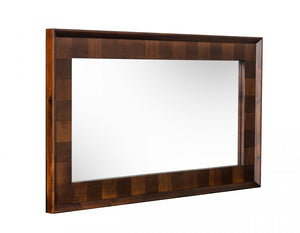 Homeroots 32" Dark Brown Solid Wood Framed Accent Mirror  Glass,Veneer 510877