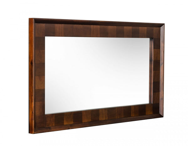 Homeroots 32" Dark Brown Solid Wood Framed Accent Mirror  Glass,Veneer 510877