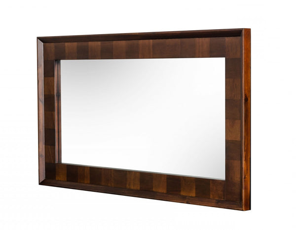 Homeroots 32" Dark Brown Solid Wood Framed Accent Mirror  Glass,Veneer 510877