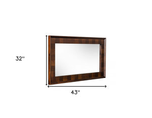 Homeroots 32" Dark Brown Solid Wood Framed Accent Mirror  Glass,Veneer 510877