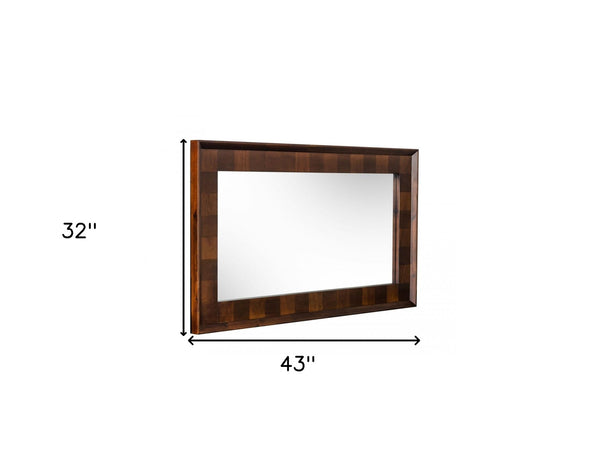 Homeroots 32" Dark Brown Solid Wood Framed Accent Mirror  Glass,Veneer 510877