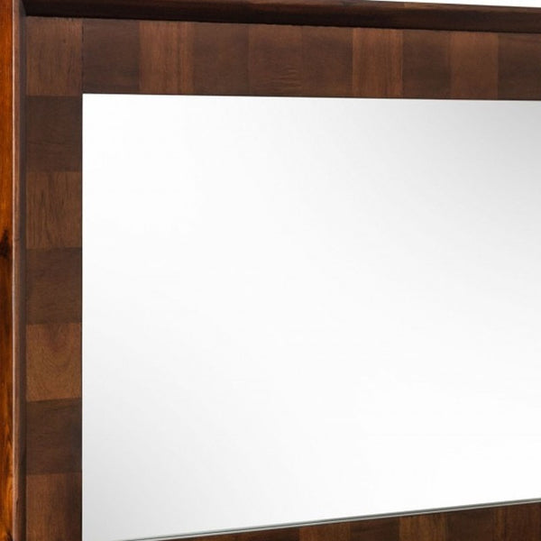 Homeroots 32" Dark Brown Solid Wood Framed Accent Mirror  Glass,Veneer 510877