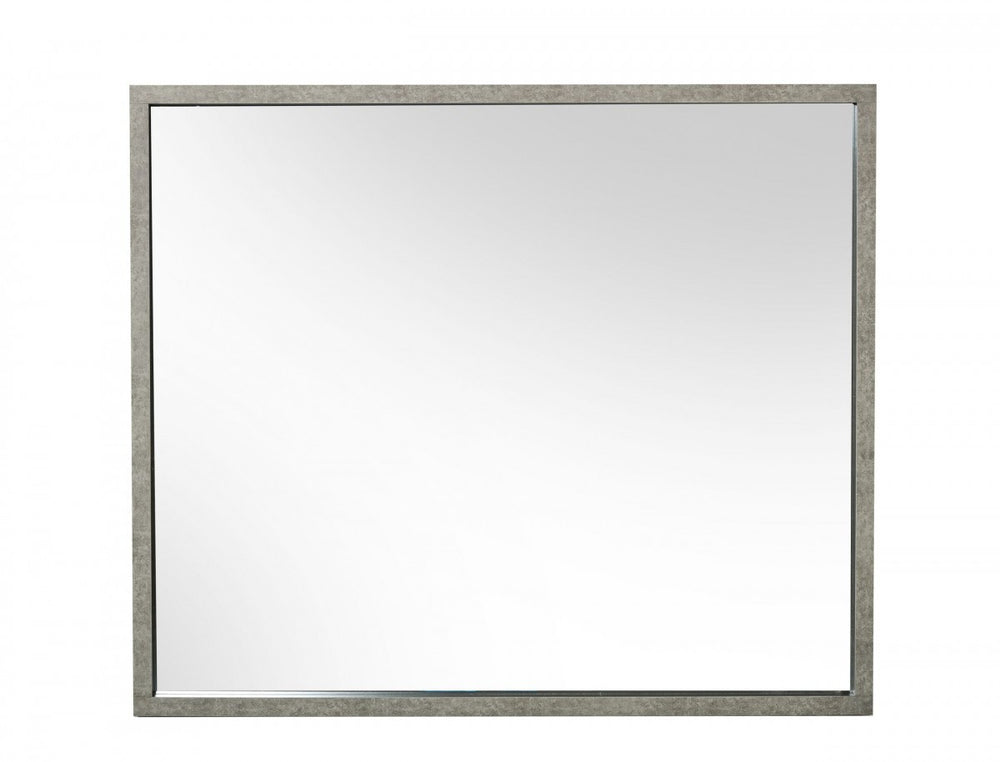 Homeroots 34" Gray Faux Concrete Framed Accent Mirror  Glass,Laminate 510880