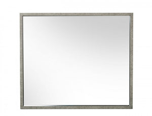 Homeroots 34" Gray Faux Concrete Framed Accent Mirror  Glass,Laminate 510880