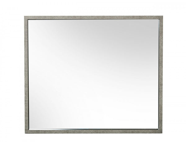 Homeroots 34" Gray Faux Concrete Framed Accent Mirror  Glass,Laminate 510880