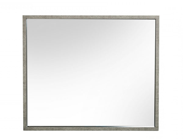 Homeroots 34" Gray Faux Concrete Framed Accent Mirror  Glass,Laminate 510880