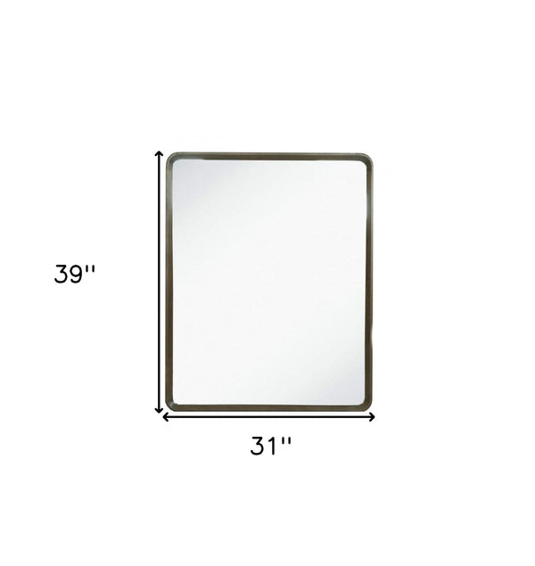 Homeroots 39" Dark Brown Solid Wood Framed Accent Mirror  Glass,Veneer 510884
