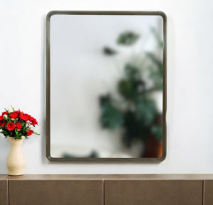 Homeroots 39" Dark Brown Solid Wood Framed Accent Mirror  Glass,Veneer 510884