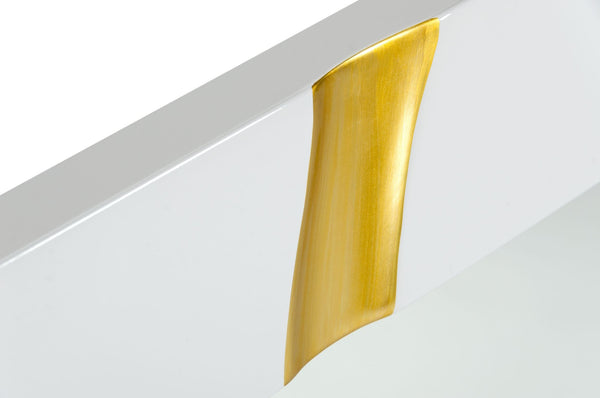 Homeroots 35" Gold And White Wood Framed Accent Mirror  Glass,Mdf 510887