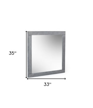 Homeroots 35" Gray Wood Framed Accent Mirror  Glass,Mdf 510888