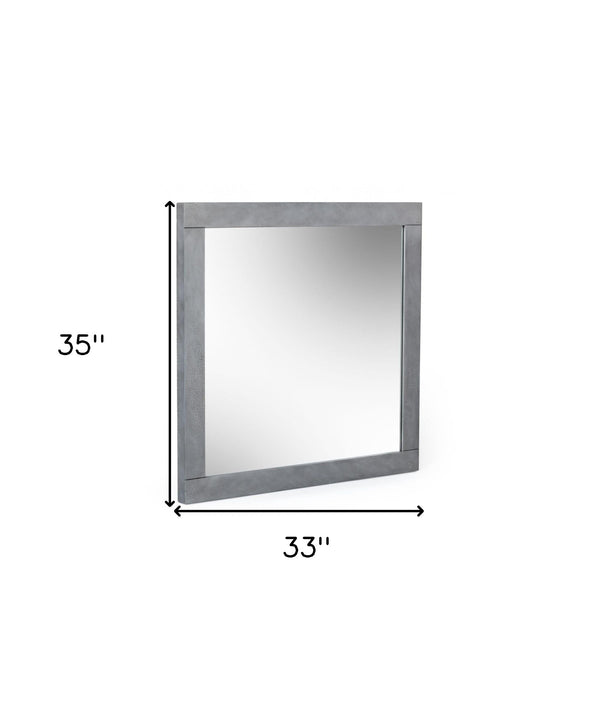 Homeroots 35" Gray Wood Framed Accent Mirror  Glass,Mdf 510888