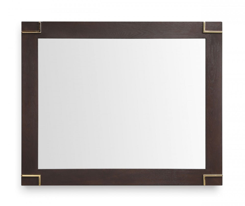 Homeroots 33" Brown And Gold Wood Framed Accent Mirror  Glass,Veneer 510890