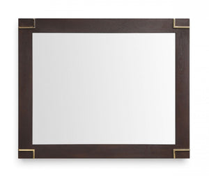 Homeroots 33" Brown And Gold Wood Framed Accent Mirror  Glass,Veneer 510890