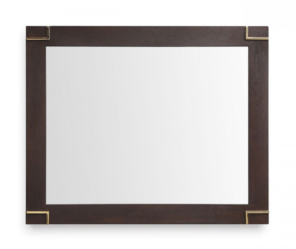 Homeroots 33" Brown And Gold Wood Framed Accent Mirror  Glass,Veneer 510890
