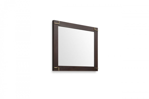 Homeroots 33" Brown And Gold Wood Framed Accent Mirror  Glass,Veneer 510890
