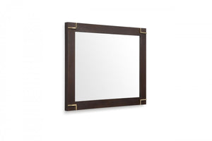 Homeroots 33" Brown And Gold Wood Framed Accent Mirror  Glass,Veneer 510890