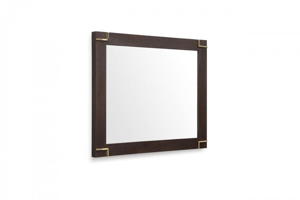 Homeroots 33" Brown And Gold Wood Framed Accent Mirror  Glass,Veneer 510890