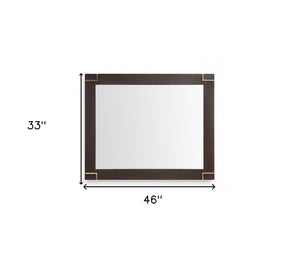 Homeroots 33" Brown And Gold Wood Framed Accent Mirror  Glass,Veneer 510890