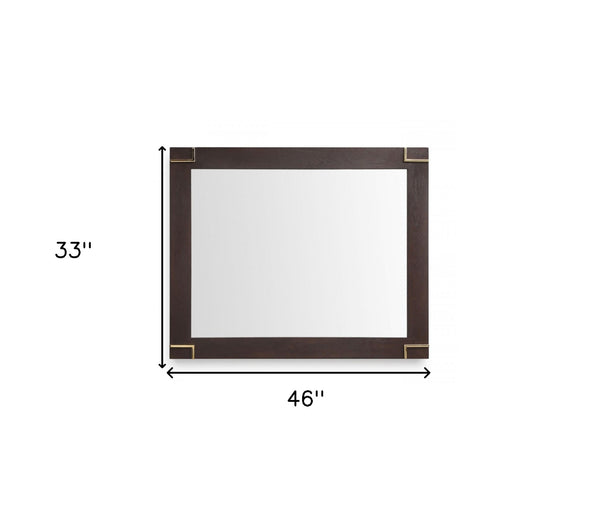 Homeroots 33" Brown And Gold Wood Framed Accent Mirror  Glass,Veneer 510890