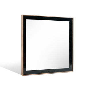 Homeroots 39" Rose Gold And Black Wood And Metal Framed Accent Mirror  Glass,Mdf,Steel 510891