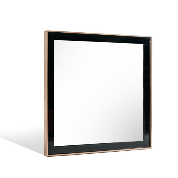 Homeroots 39" Rose Gold And Black Wood And Metal Framed Accent Mirror  Glass,Mdf,Steel 510891