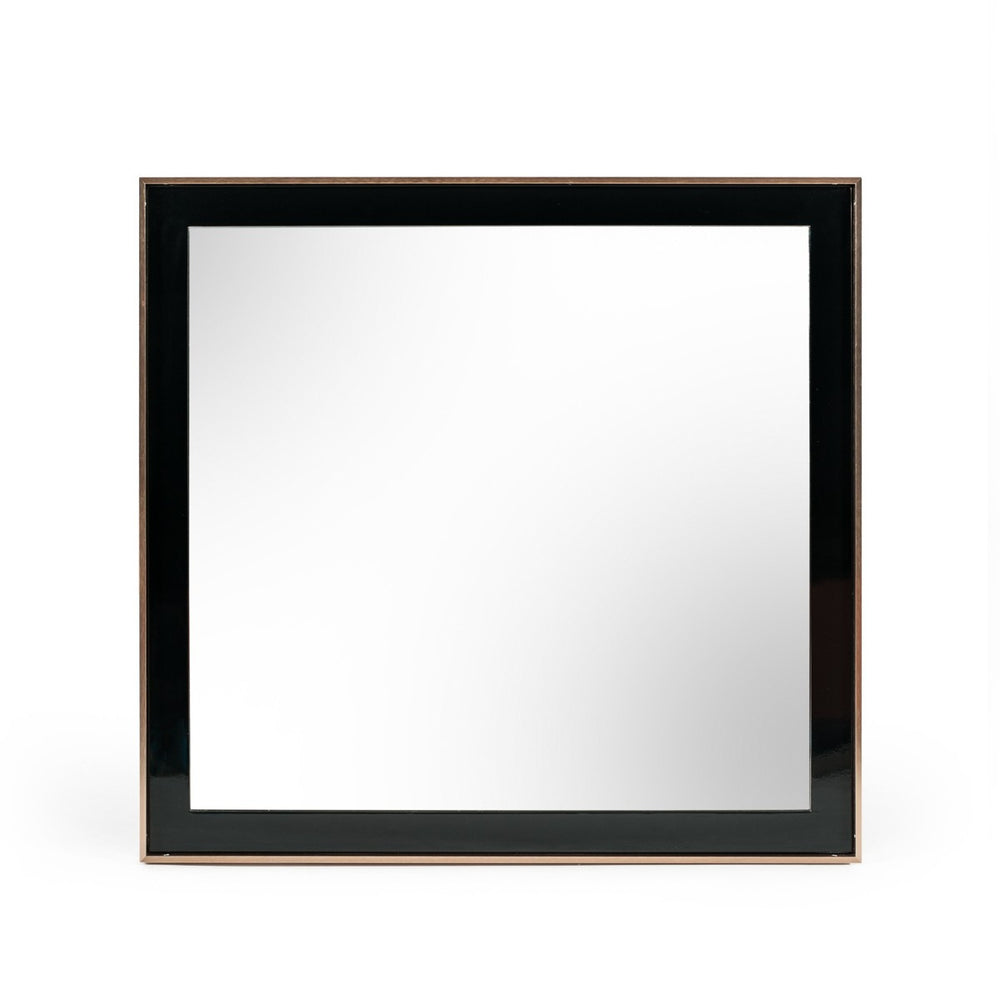 Homeroots 39" Rose Gold And Black Wood And Metal Framed Accent Mirror  Glass,Mdf,Steel 510891