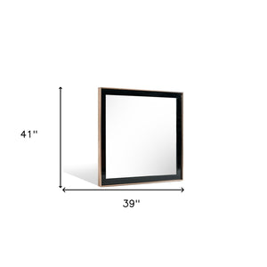 Homeroots 39" Rose Gold And Black Wood And Metal Framed Accent Mirror  Glass,Mdf,Steel 510891