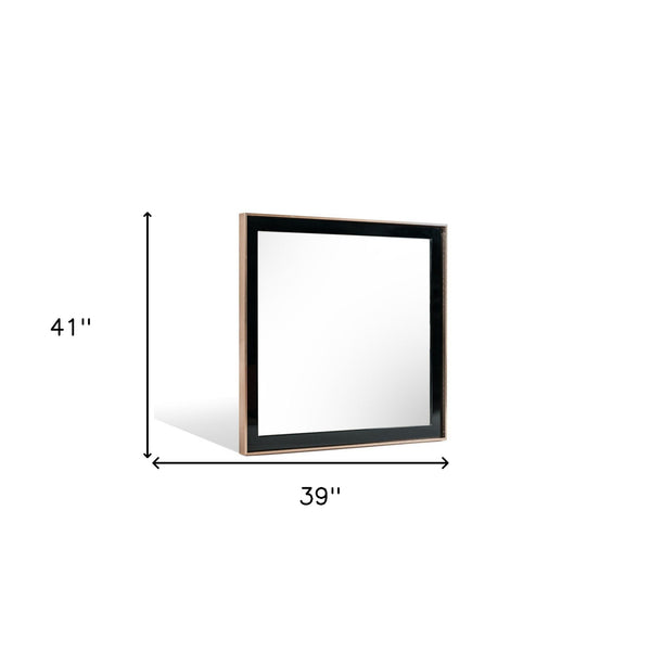 Homeroots 39" Rose Gold And Black Wood And Metal Framed Accent Mirror  Glass,Mdf,Steel 510891