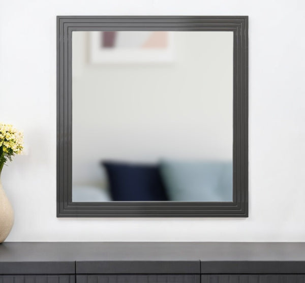 Homeroots 36" Gray Wood Framed Accent Mirror  Glass,Mdf 510892