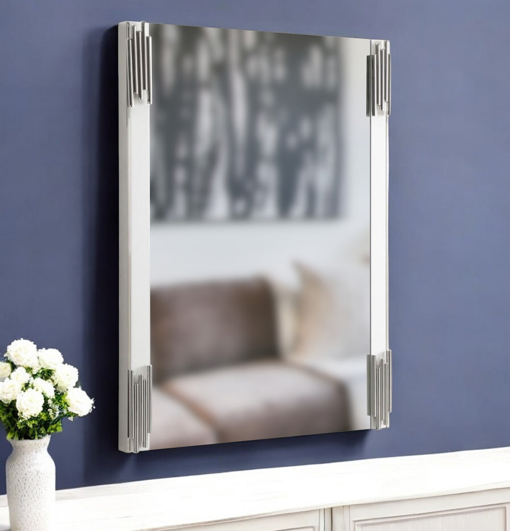 Homeroots 43" White Steel Framed Accent Mirror  Glass,Mdf,Steel 510895