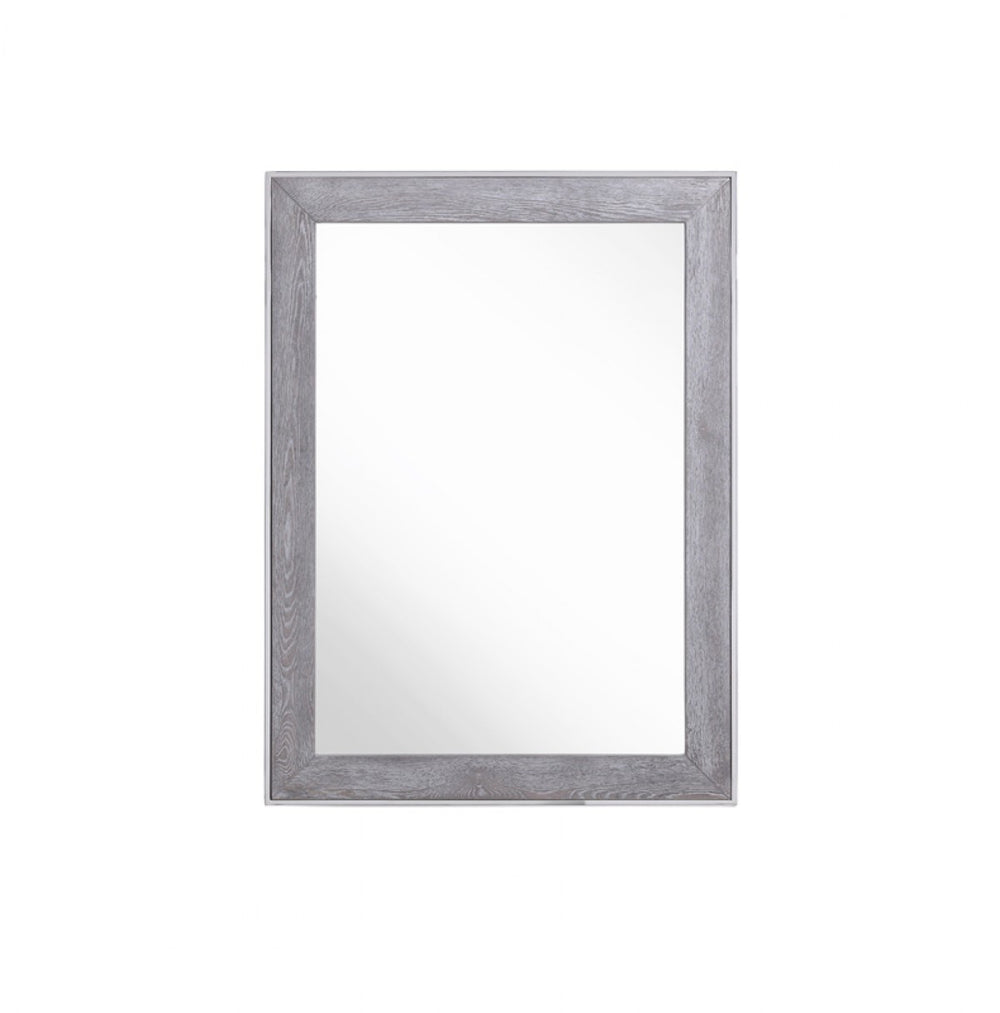 Homeroots 40" Gray And Silver Wood And Metal Framed Accent Mirror  Glass,Veneer,Steel 510896